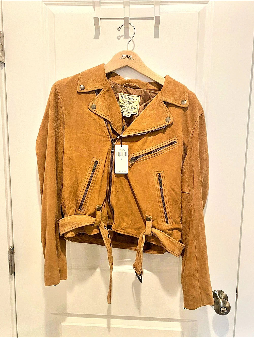 Polo Ralph Lauren- AllSaints Suede Moto Jacket in Brown Size Large NWT
